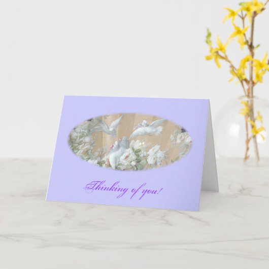 ハトとバラ カード (黄色い花)