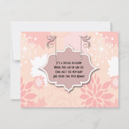 ハトとピンクのフローラSipとシーベビー招待状 招待状 (裏面)