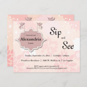 ハトとピンクのフローラSipとシーベビー招待状 招待状 (正面/裏面)