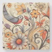 ハトとフローラデザイン ストーンコースター (正面)