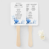 ハトとブルーフラワーズ結婚式 プログラム ハンドファン (正面&裏面)