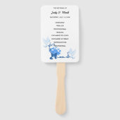 ハトとブルーフラワーズ結婚式 プログラム ハンドファン (正面)