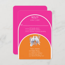 ハトとリングや輪ホットピンクとタンジェリンアーチ