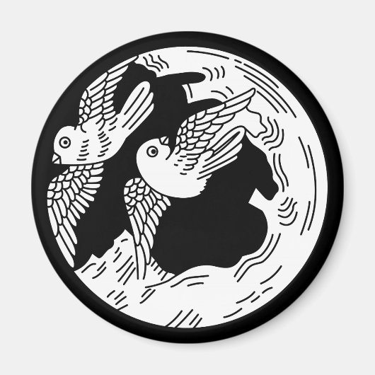 ハトと古い木 マグネット (正面)