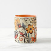 ハトと花のデザインのカスタム名サマー マグカップ (中央)