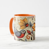 ハトと花のデザインのカスタム名サマー マグカップ (正面左)