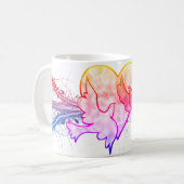 ハトに囲まれた一目惚れハート コーヒーマグカップ (正面左)