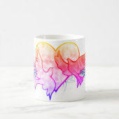 ハトに囲まれた一目惚れハート コーヒーマグカップ (中央)