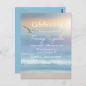 ハトのいる海の夕焼け葬儀 ポストカード (正面/裏面)