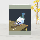 ハトのグラフィックアートバード カード (黄色い花)