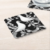 ハトのペア ペーパーコースター (アングル)