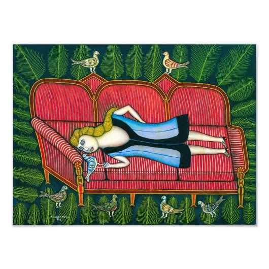 ハトの女の子 | Morris Hirshfield | フォトプリント (正面)