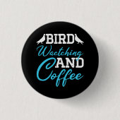 ハトの恋人、バードウォッチングとコーヒー 缶バッジ (正面)