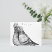 ハトの抱擁はがき ポストカード (スタンド正面)