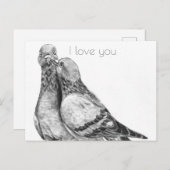 ハトの抱擁はがき ポストカード (正面/裏面)