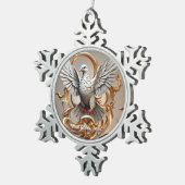 ハトの新しい夜明け スノーフレークピューターオーナメント (右)