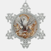 ハトの新しい夜明け スノーフレークピューターオーナメント (正面)