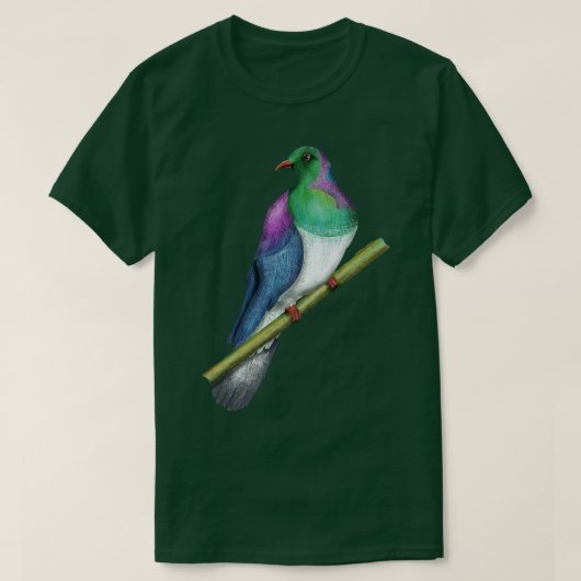 ハトの木の木の木Kreruニュージーランドの鳥 Tシャツ (デザイン正面)