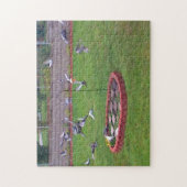 ハトの着地離陸バードフィーダパズル ジグソーパズル (縦)