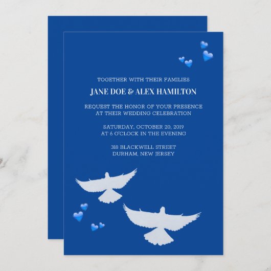 ハトの結婚式 招待状 (正面/裏面)