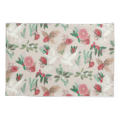 ハトの花のクリスマスグリーン ベージュのピローケース 枕カバー (裏面)