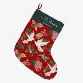 ハトの花のクリスマス ラージクリスマスストッキング (正面 (吊り時))