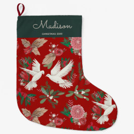 ハトの花のクリスマス ラージクリスマスストッキング
