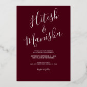 ハトの金ゴールドを含むBurgundy Monogramロゴ 箔招待状 (裏面)