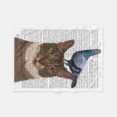 ハトの頭の猫 フリースブランケット (正面(横))