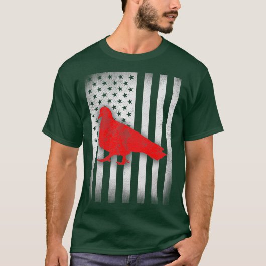 ハトの鳥のシャツ米国国旗 Tシャツ (正面)