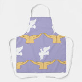 ハトの鳥の世界平和ホワイト エプロン (正面)