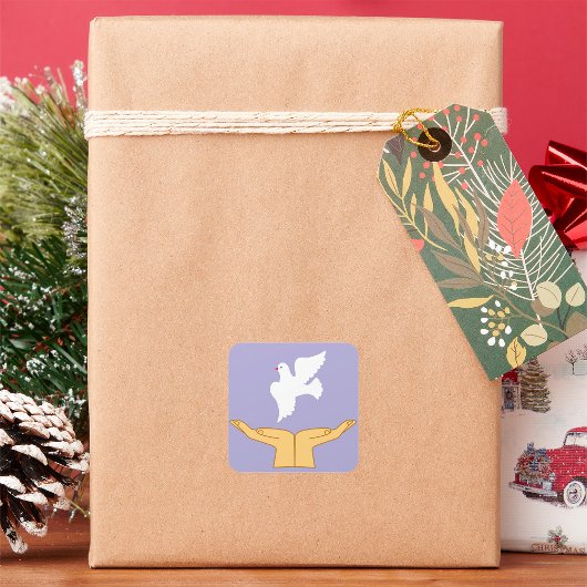 ハトの鳥の世界平和ホワイト スクエアシール