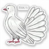 ハトの鳥の漫画イラストレーション シール (正面)