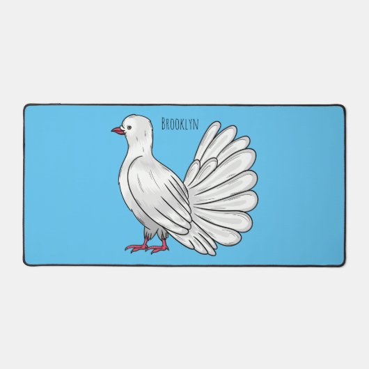 ハトの鳥の漫画イラストレーション デスクマット (正面)