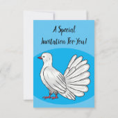ハトの鳥の漫画イラストレーション 招待状 (裏面)