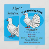 ハトの鳥の漫画イラストレーション 招待状 (正面/裏面)