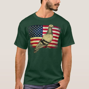 ハトの鳥7月4日アメリカ国旗 Tシャツ