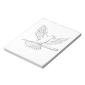 ハトまたはハト飛んでいるブと杖のスケッチ ノートパッド (回転)