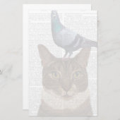 ハトを頭に乗せた猫 便箋 (正面/裏面)