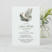ハトエレガントブとオリーブの枝ファースト・ホーリー・コミュニオン 招待状 (スタンド正面)