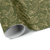 ハトオブピースグリーンきらめく金箔フローラ ラッピングペーパー (ロールコーナー)