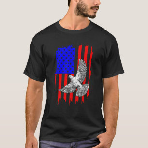 ハトカッコいいンデザインメンズ愛国米国国旗の豚 Tシャツ
