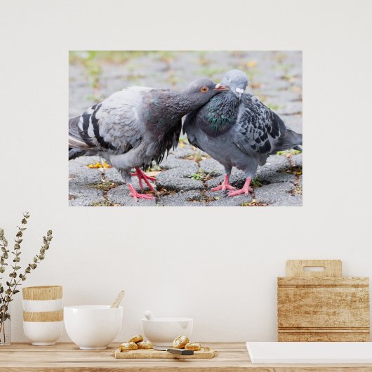 ハトキスをするイ ポスター (キッチン)