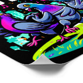 ハトパーティーシャッフルダンスムーズおもしろいバードダンサー ポスター (角)