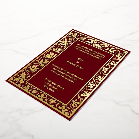 ハトフローラつる植物縁ど株 箔招待状 (回転した状態)