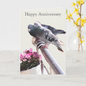 ハトペア花編集可能記念カード カード (黄色い花)