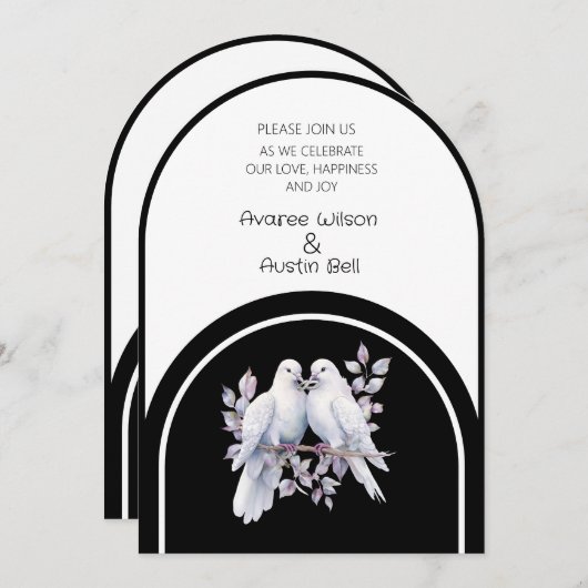 ハトリングや輪白黒アーチ 招待状 (正面/裏面)