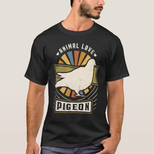 ハトヴィンテージクラシックレトロ動物 Tシャツ (正面)