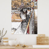 ハト三羽バイハイツ運河 ポスター (キッチン)