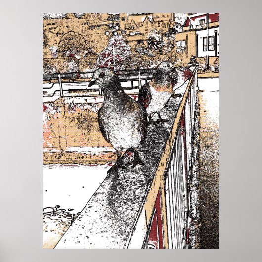 ハト三羽バイハイツ運河 ポスター (正面)